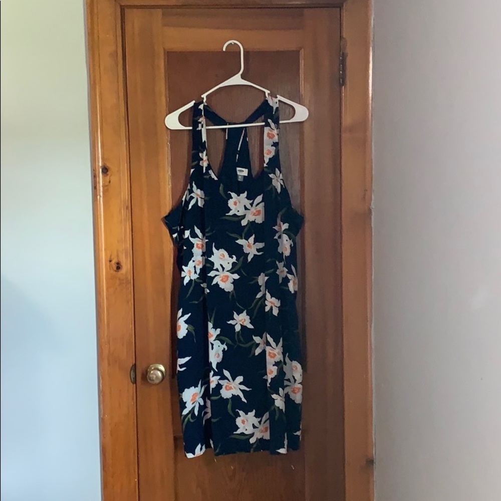 Navy and floral dress